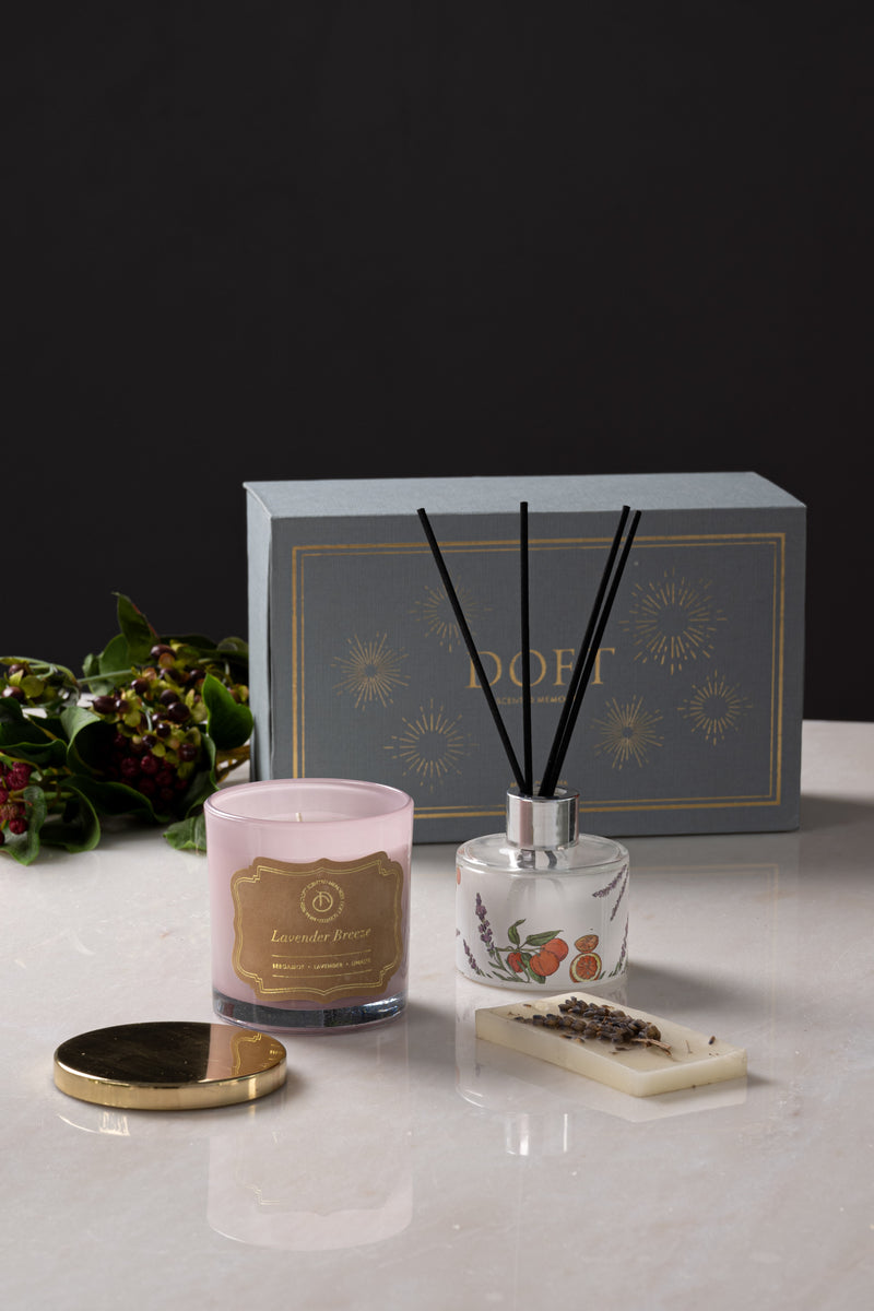 Diffuser, Single Wax Tablet & Lid Jar candle set | Lavender Breeze | Scented Candle