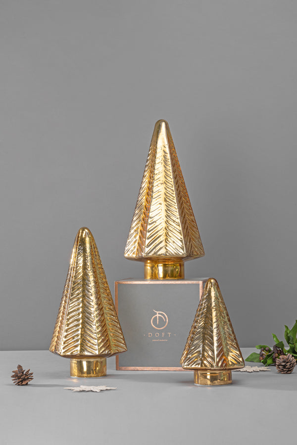Gold | Led Fitted Glass Christmas Tree | Set of 3