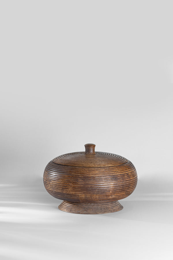 Carved Wooden Jar with Lid | Scented Candle