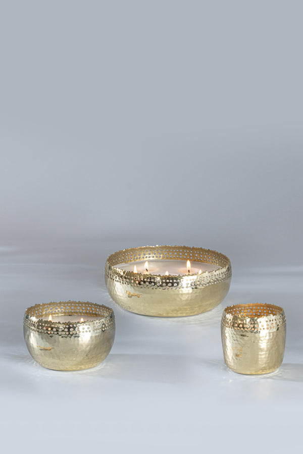 Jali Set Of 3 | Gold Cutting | Scented Candle