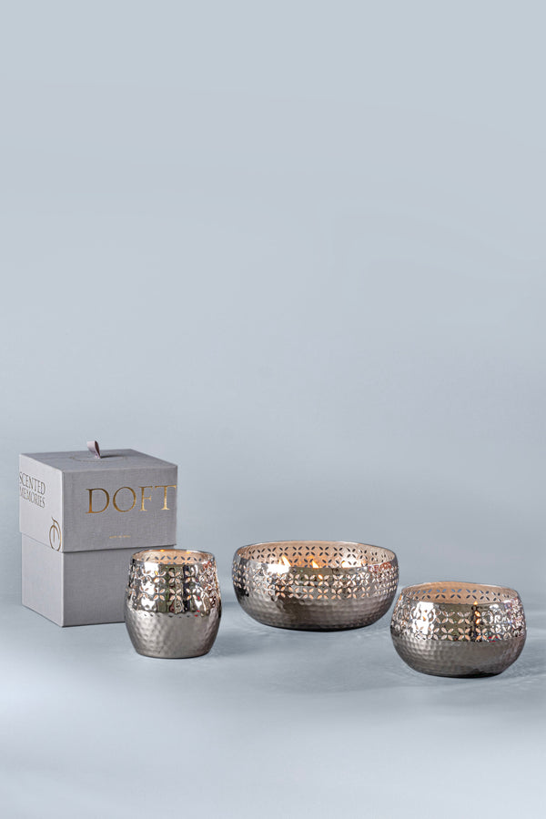Jali Set Of 3 | Silver Cutting | Scented Candle