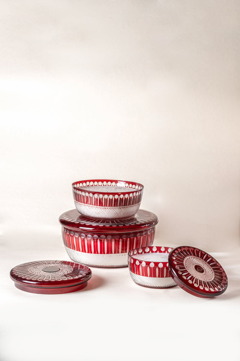 Royal Rouge Bowl with Lid Set Of 3 | Scented Candles