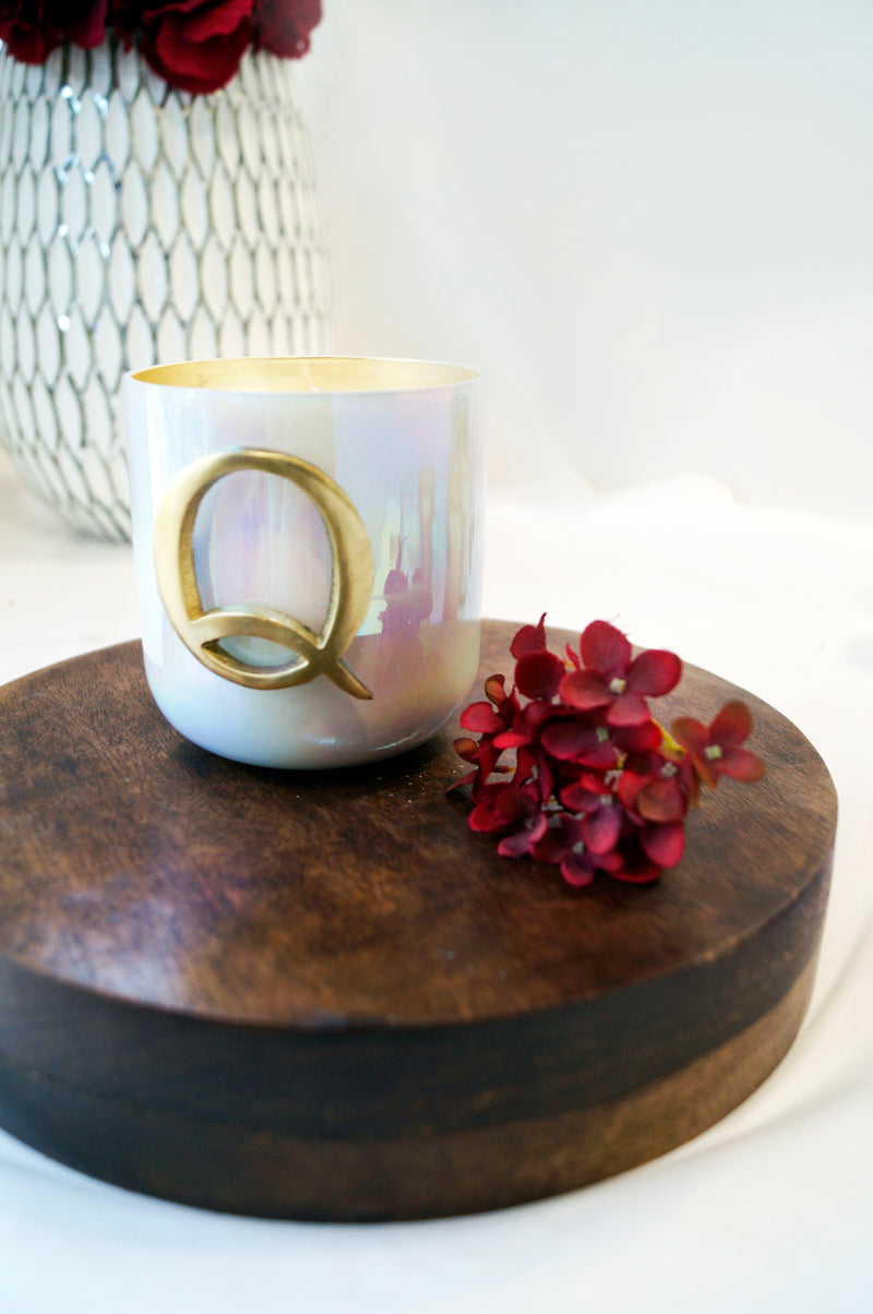 Initial Q | U-Glass Candle | Flower Blossom