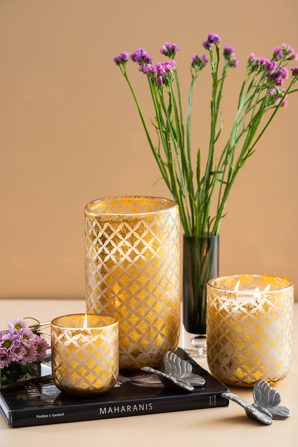 Gilded U-shaped Glass Set Of 3 | Gold | Scented Candle