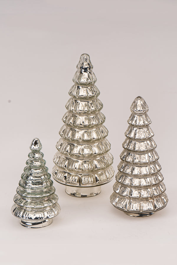 Silver | Led Fitted Glass Christmas Tree