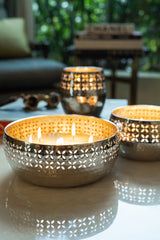 Jali Set Of 3 | Silver Cutting | Scented Candle