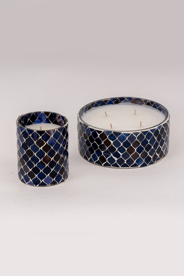 Blue Mosaic Cylinder | Scented Candle