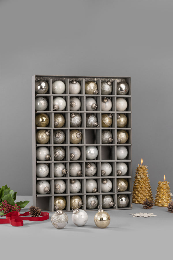 Ornament | Gold, Silver and Milky | Set of 48