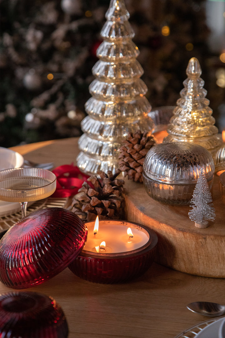 Silver | Led Fitted Glass Christmas Tree | Set of 3