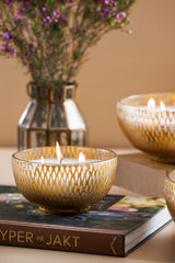 Gilded Grain-Cut Bowl | Gold | Scented Candle