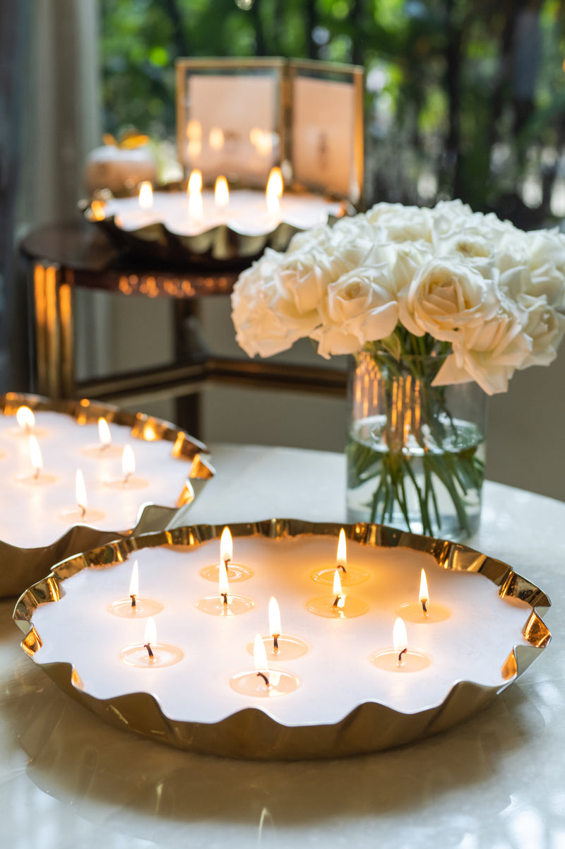 Flower Tray Candle | Damask Rose