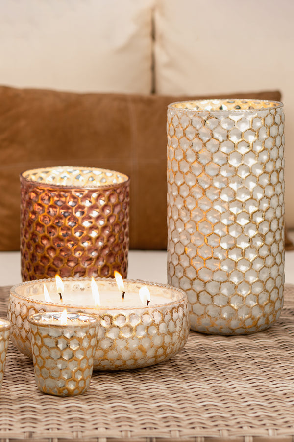 Glint Collection | White Gold Decor | Scented Candles | Set of 4