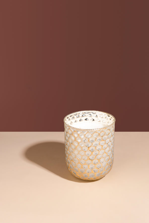Honeycomb Medium Cylinder | White Gold | Scented Candle