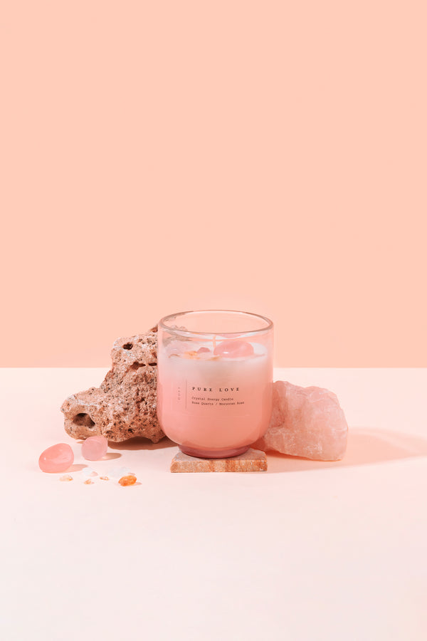 Rose Quartz & Clear Quartz | Scented Candles | Set of 2